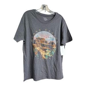 Time and Tru Gray Scenic Graphic Short Sleeve Tee